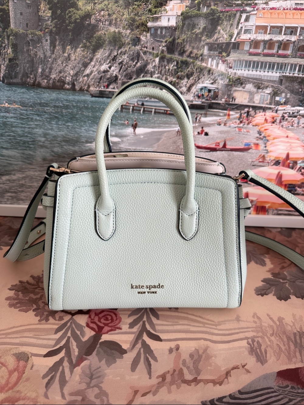 kate spade Pale Mint Leather Satchel with Top Handles